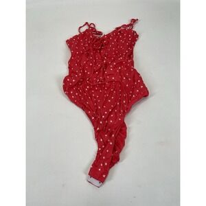 Zara Bodysuit ShirtWomens Size XS Red White Stars NWT